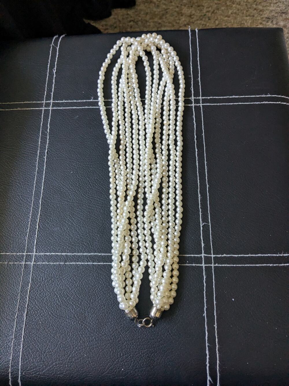 Vintage Faux Pearl Six Strand 24" Necklace